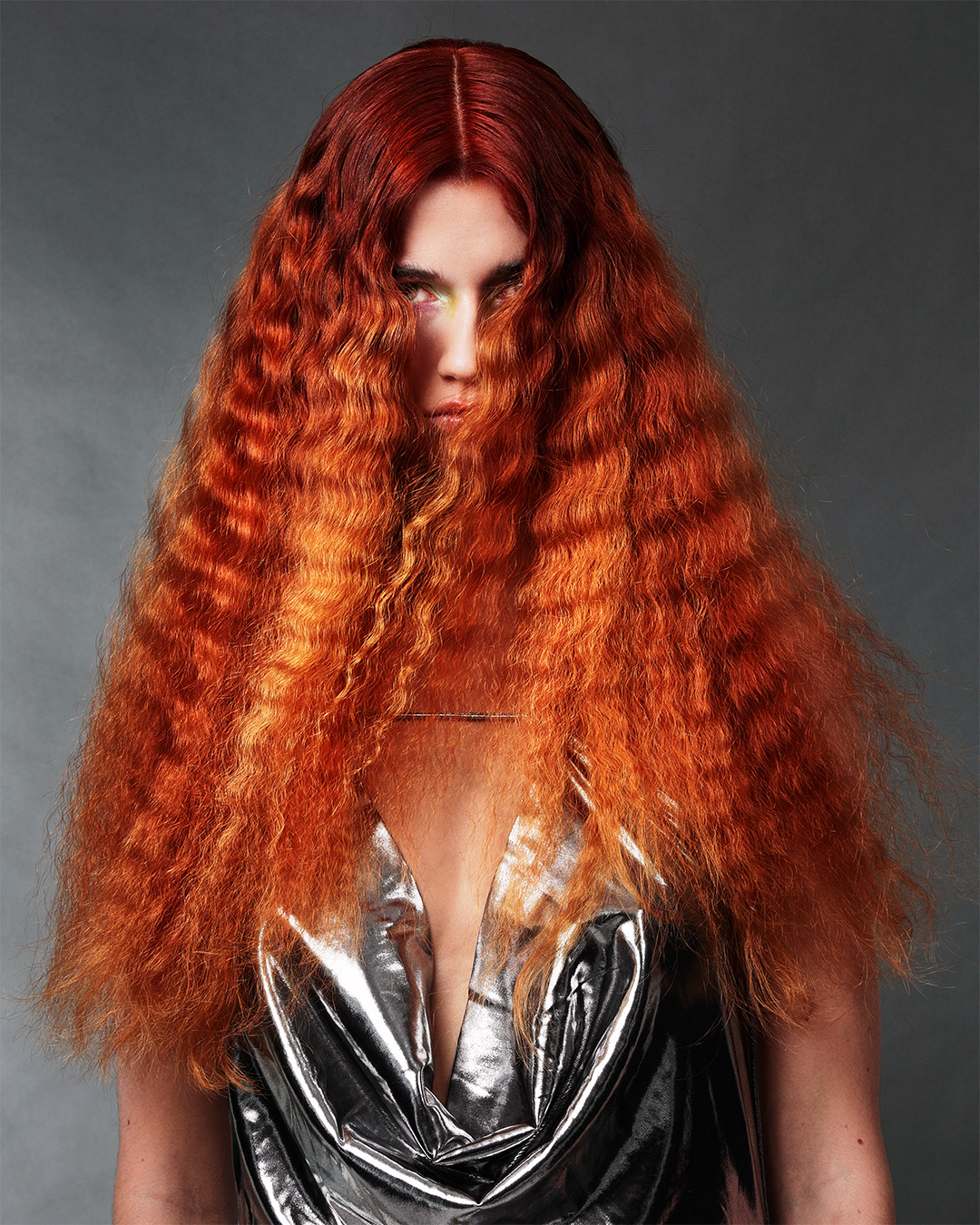 Bright Multi Tonal Copper Crimped Hair - Lloyd Court - Raw Collection